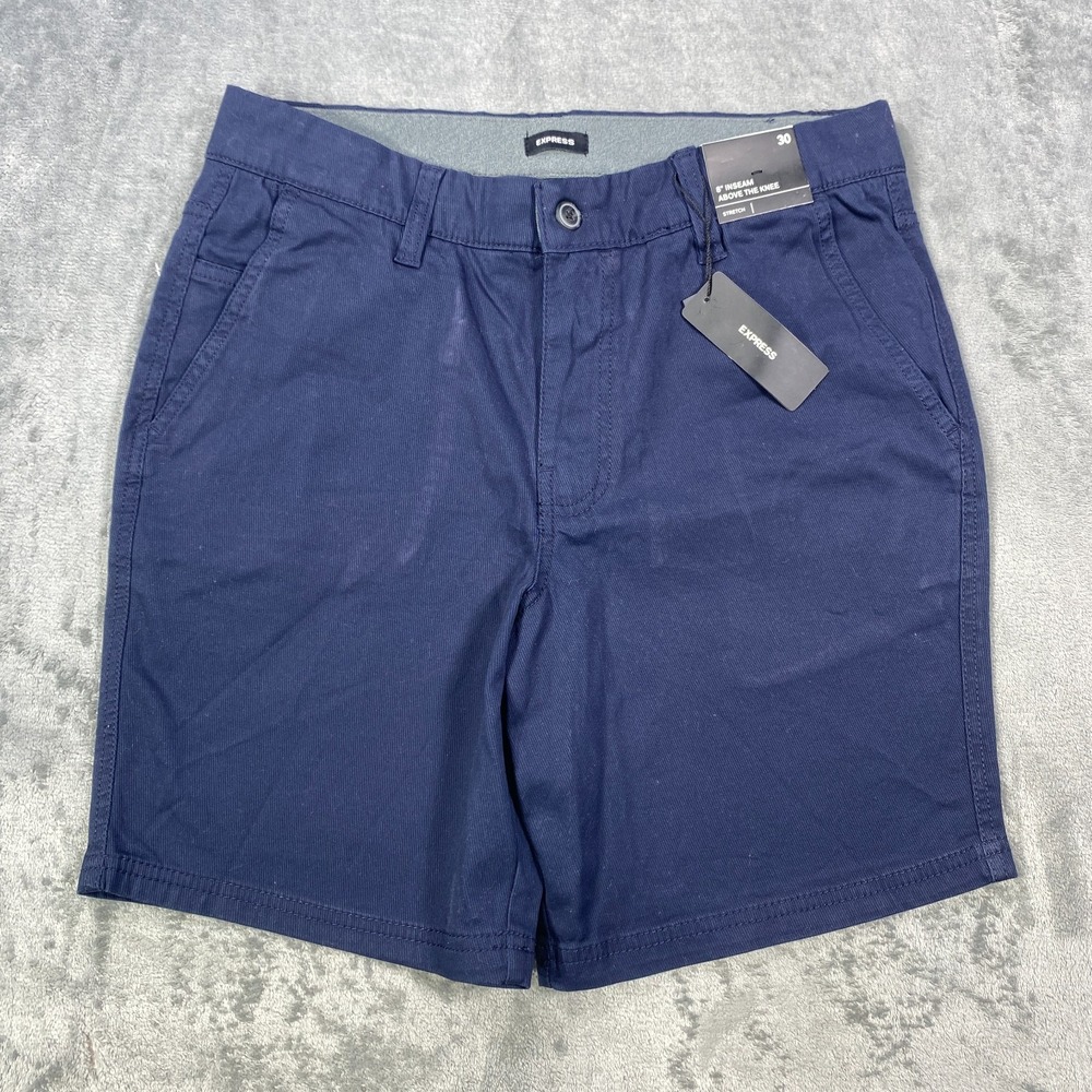 Express Shorts Men's 30 Slim Fit Above The Knee Blue Beach Summer 8" Inseam NEW